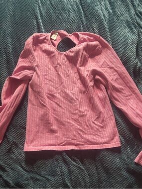 PINK Victoria's Secret Bubblegum Pink Long-Sleeve Keyhole Top
